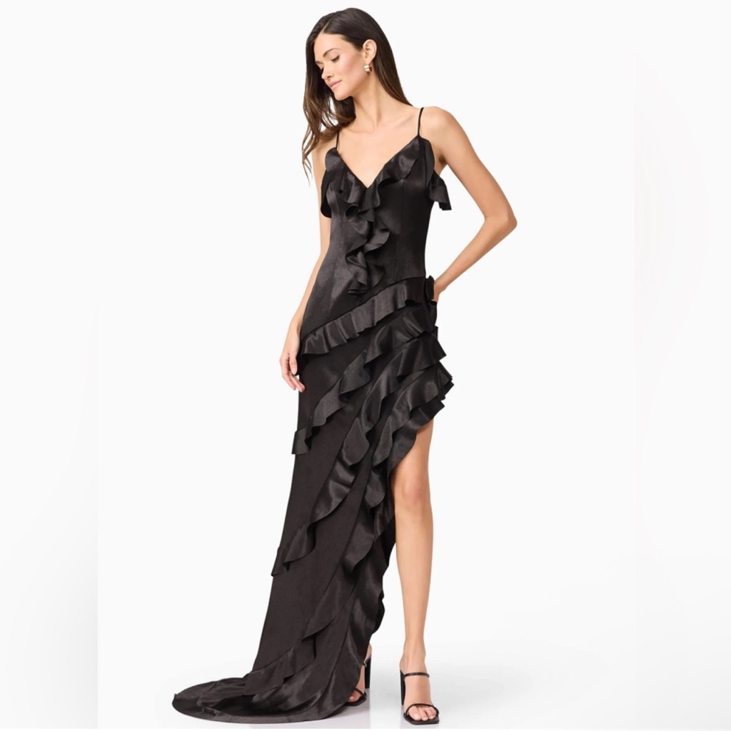 Elliatt Kyla Asymmetrical Maxi Dress In Black